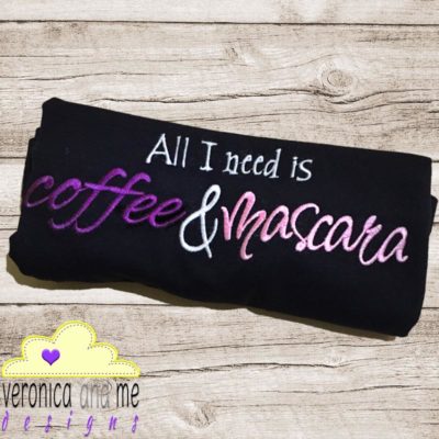 coffee and mascara embroidery design